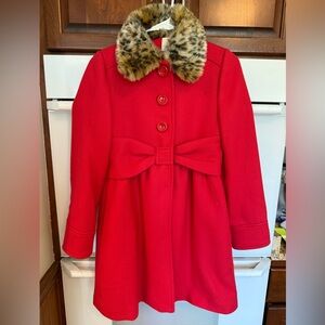 *EUC* Kate Spade Girls Removable Faux Fur Collar Coat Wool Blend Size 12 Lined